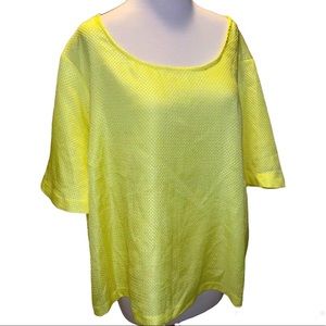 Jacklyn Smith women’s 3x Bright Yellow Crop Honeycomb pattern Blouse Top